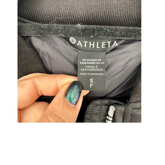 NWT Athleta Sateen Bomber Black - Picture 4 of 5
